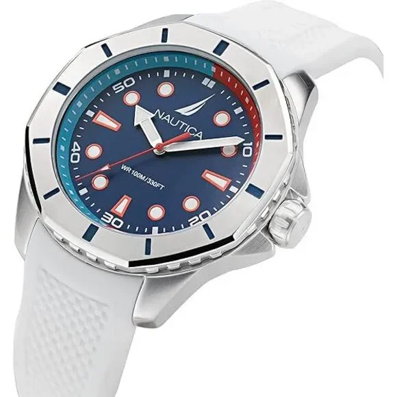 Nautica Koh May Bay White Silicone Mens Watch
